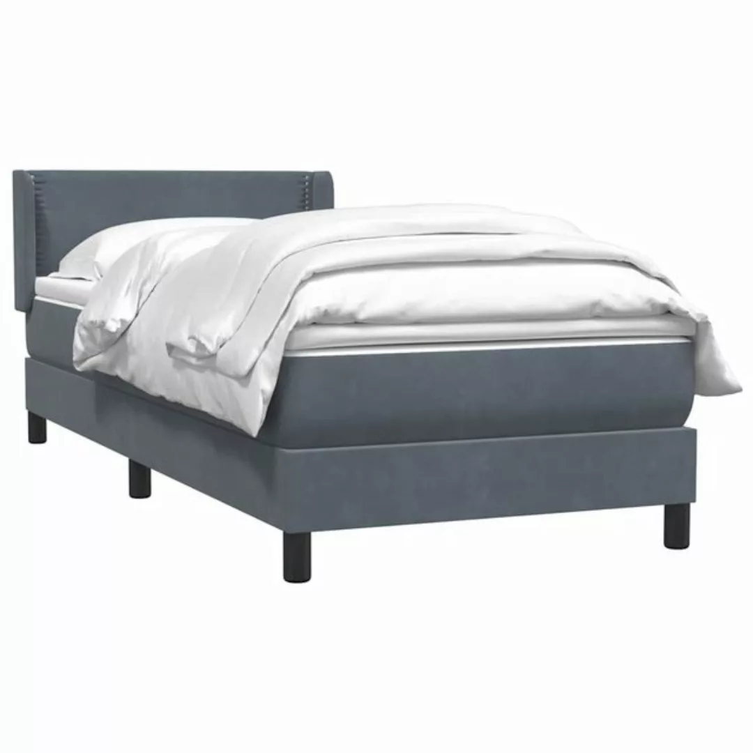 vidaXL Boxspringbett, Boxspringbett mit Matratze Dunkelgrau 100x220 cm Samt günstig online kaufen