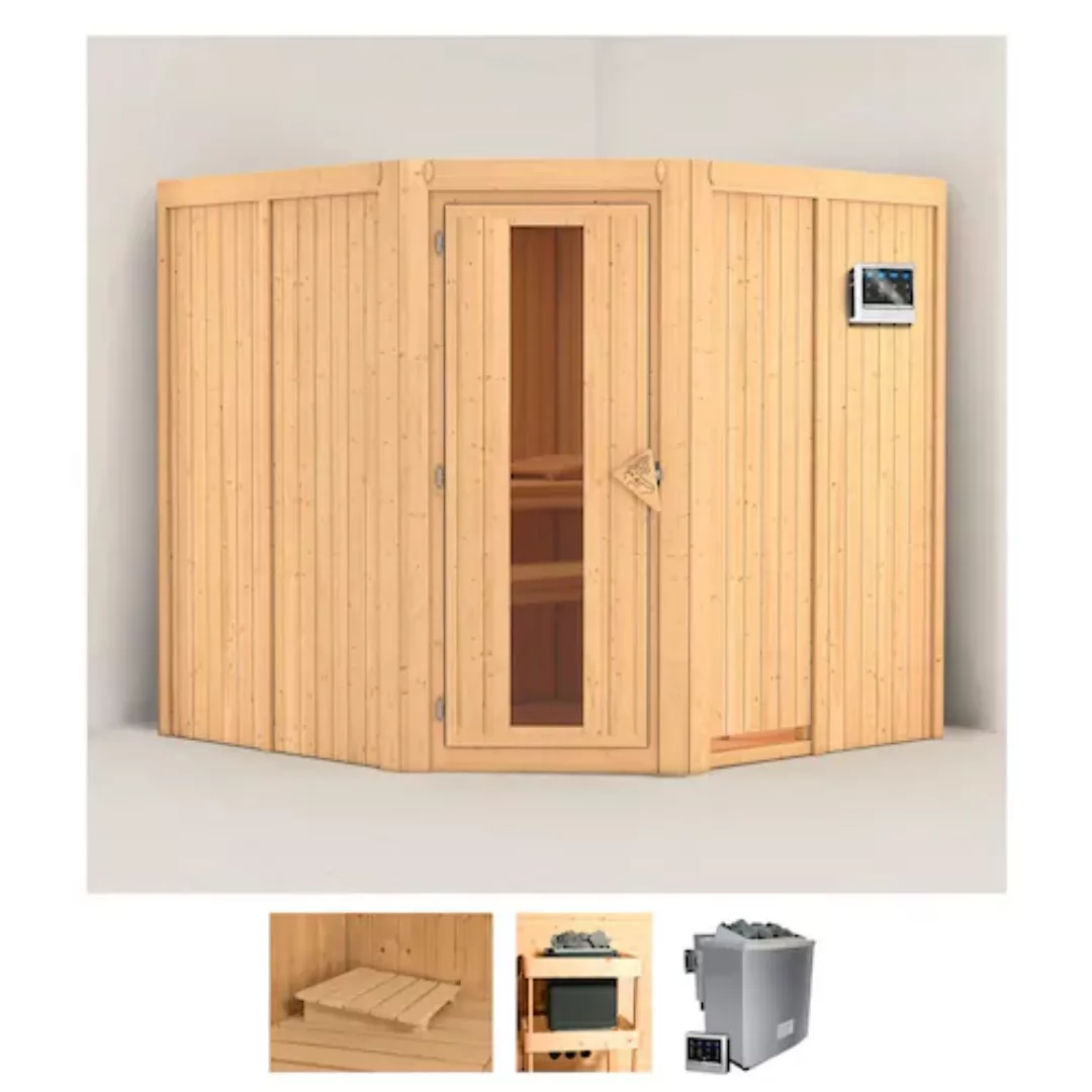 Karibu Sauna »Jarla«, (Set), 9-kW-Bio-Ofen mit externer Steuerung günstig online kaufen