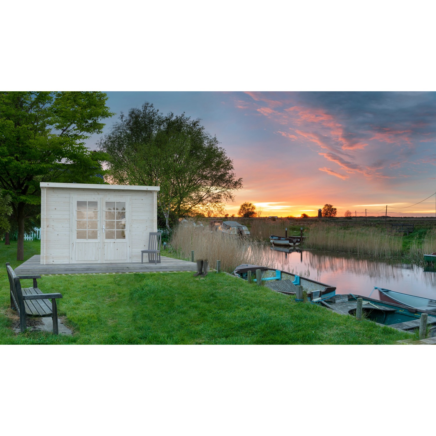 Palmako Gartenhaus Ella 300 x 300 cm Lackiert Dunkelgrau-Weiß FSC® günstig online kaufen