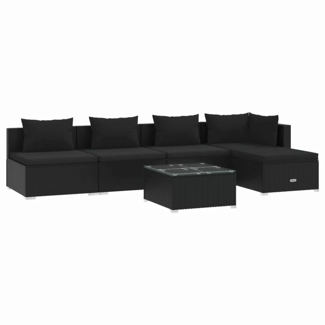 Vidaxl 6-tlg. Garten-lounge-set Mit Kissen Poly Rattan Schwarz günstig online kaufen