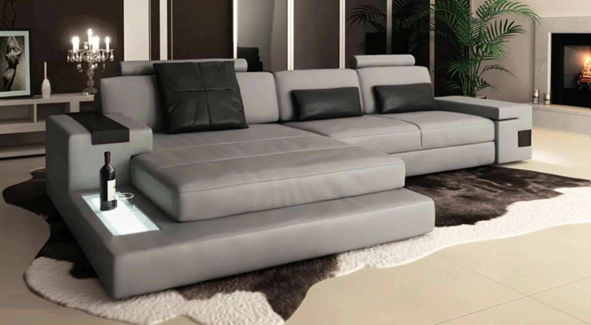 BULLHOFF Ecksofa Wohnlandschaft Leder Ecksofa Designsofa Eckcouch L-Form LE günstig online kaufen