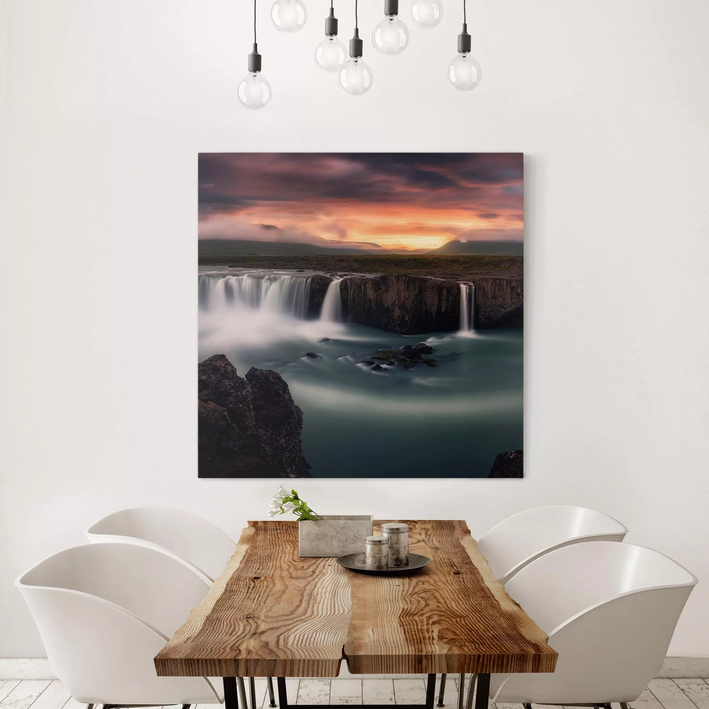 Leinwandbild Wasserfall - Quadrat Goðafoss Wasserfall in Island günstig online kaufen