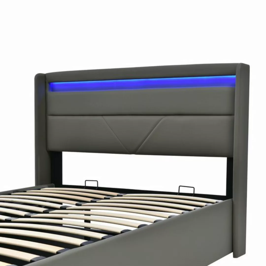 WISHDOR Polsterbett Doppelbett Funktionsbet Stauraumbett Bett (140x200cm Mi günstig online kaufen