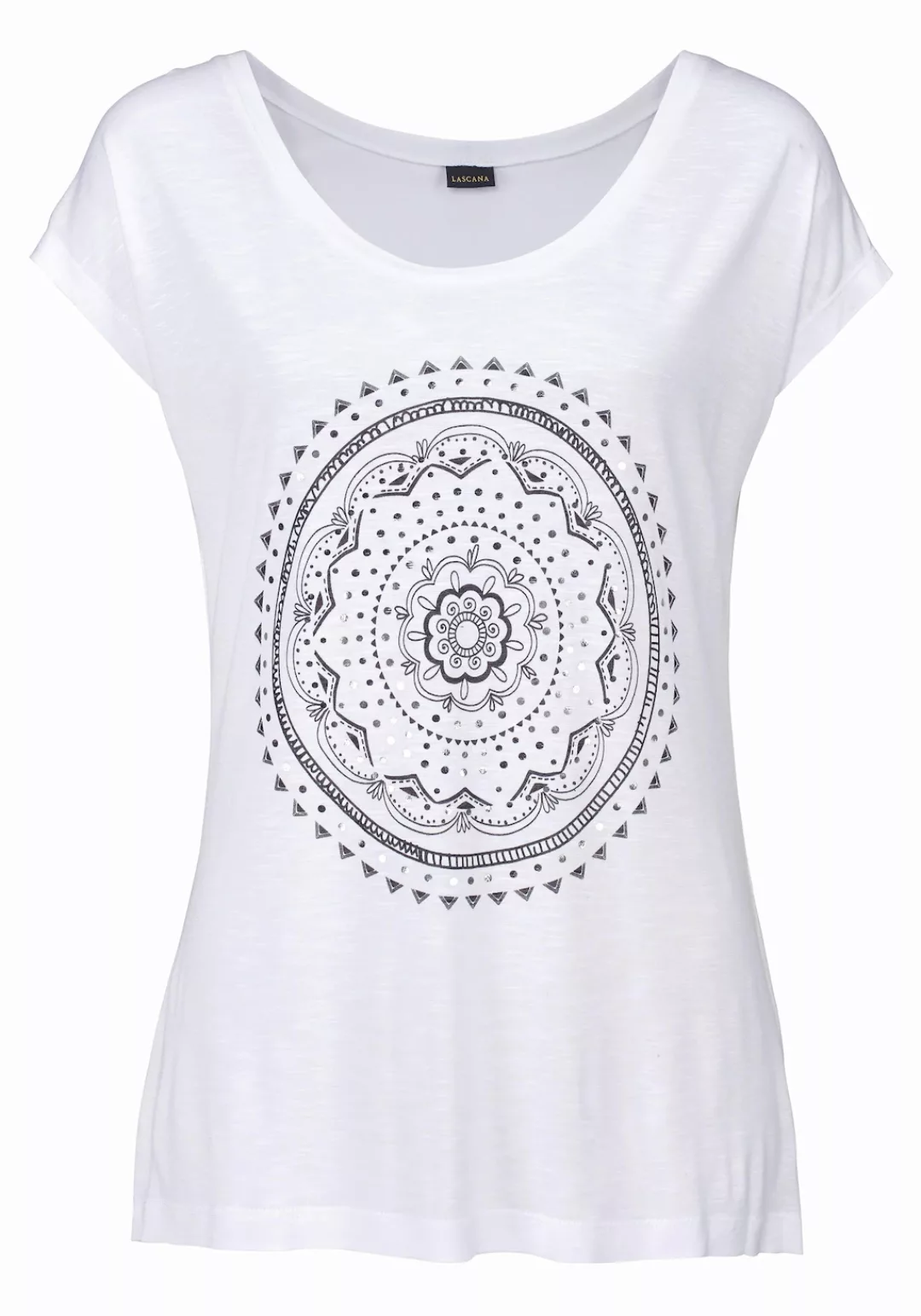 LASCANA Strandshirt, mit Print und glänzendem Effekt, Ethno-Look, casual günstig online kaufen