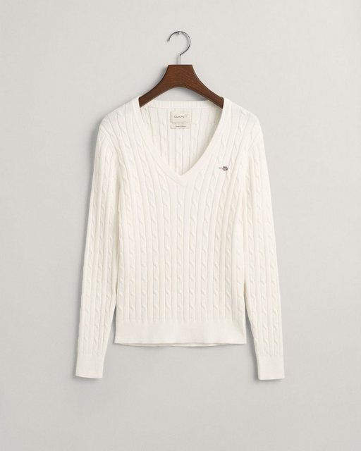 Gant Sweater "Strickpullover STRETCH COTTON CABLE V-NECK" günstig online kaufen