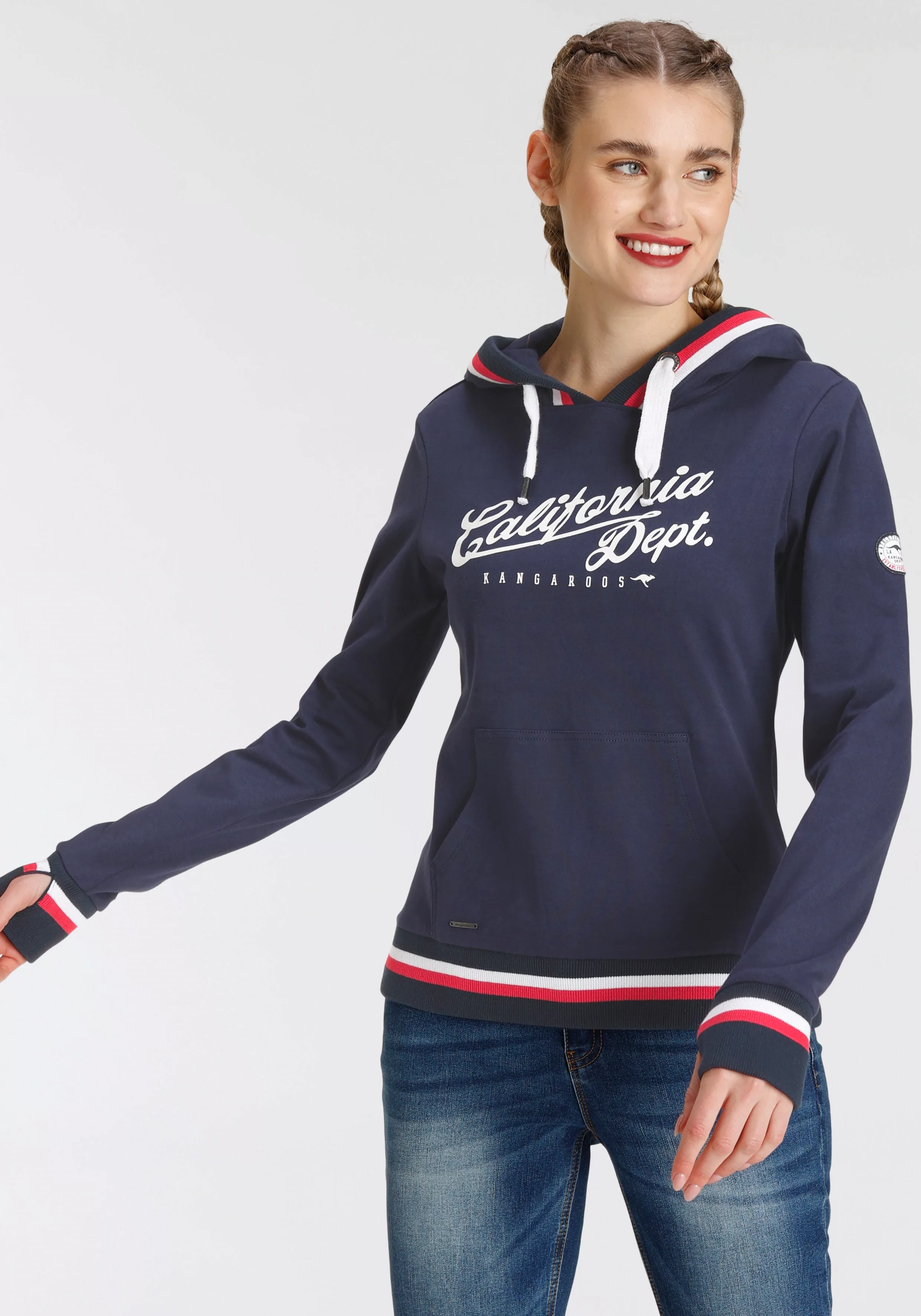 KangaROOS Kapuzensweatshirt mit großen Logoschriftzug & Kontraststreifen günstig online kaufen