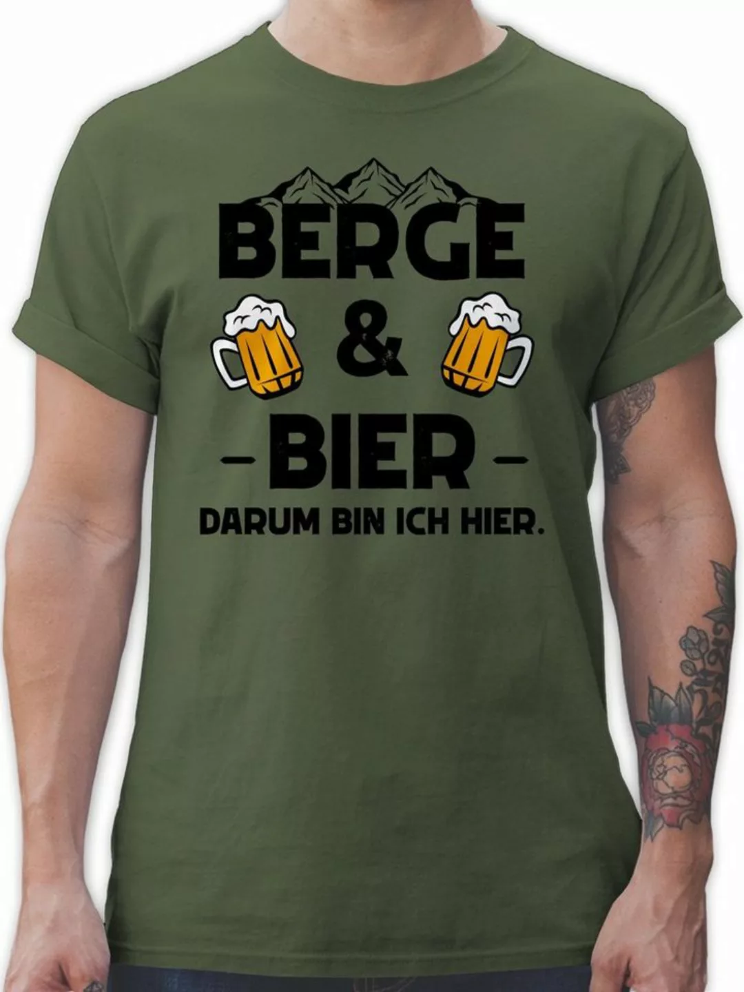 Shirtracer T-Shirt Berge und Bier schwarz Sprüche Statement mit Spruch günstig online kaufen