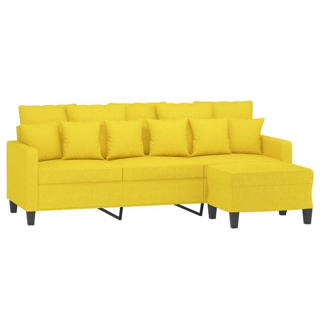 vidaXL Sofa 3-Sitzer-Sofa mit Hocker Hellgelb 180 cm Stoff günstig online kaufen