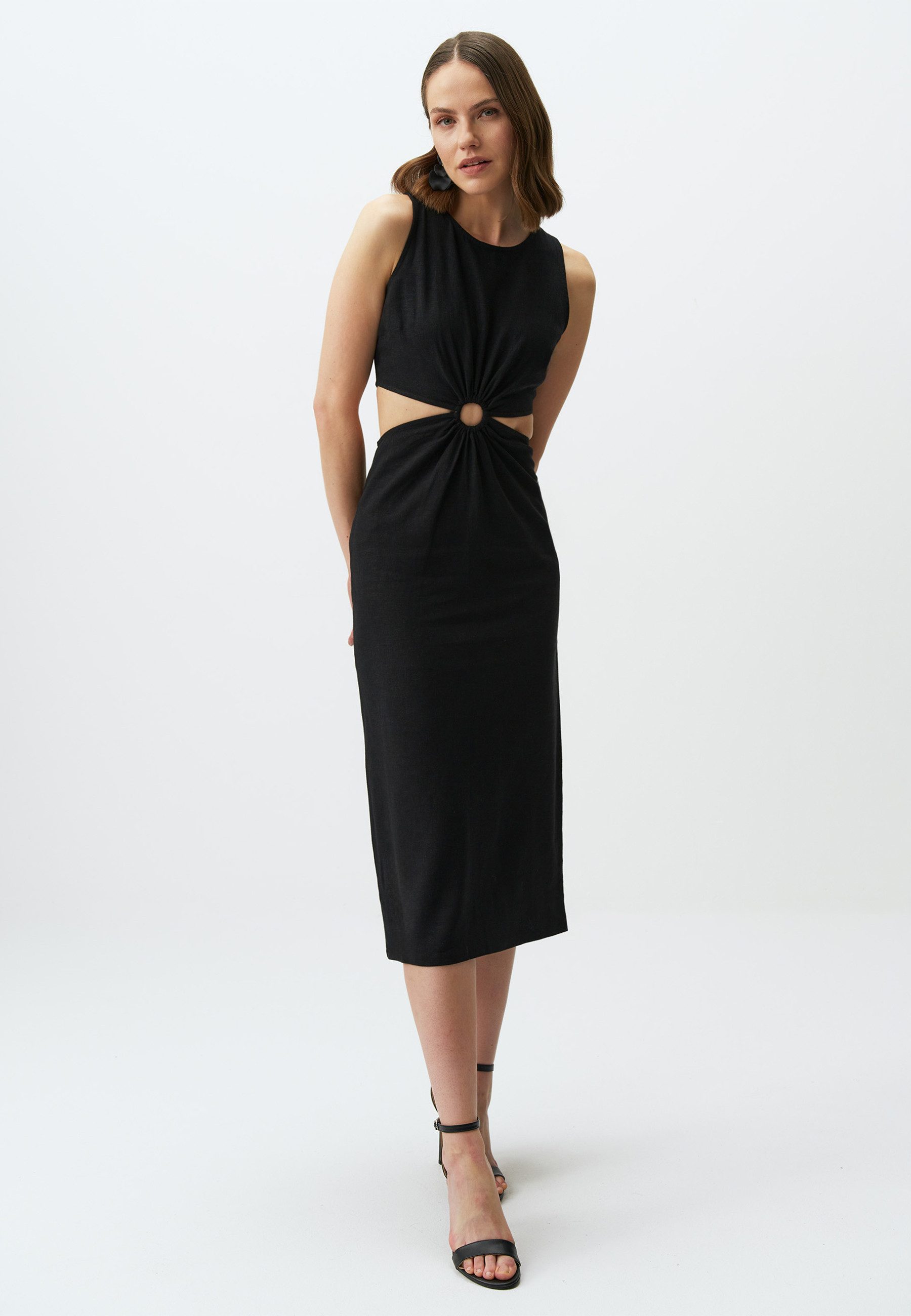 Jimmy Key Midikleid Ärmellos Leinen Midikleid günstig online kaufen