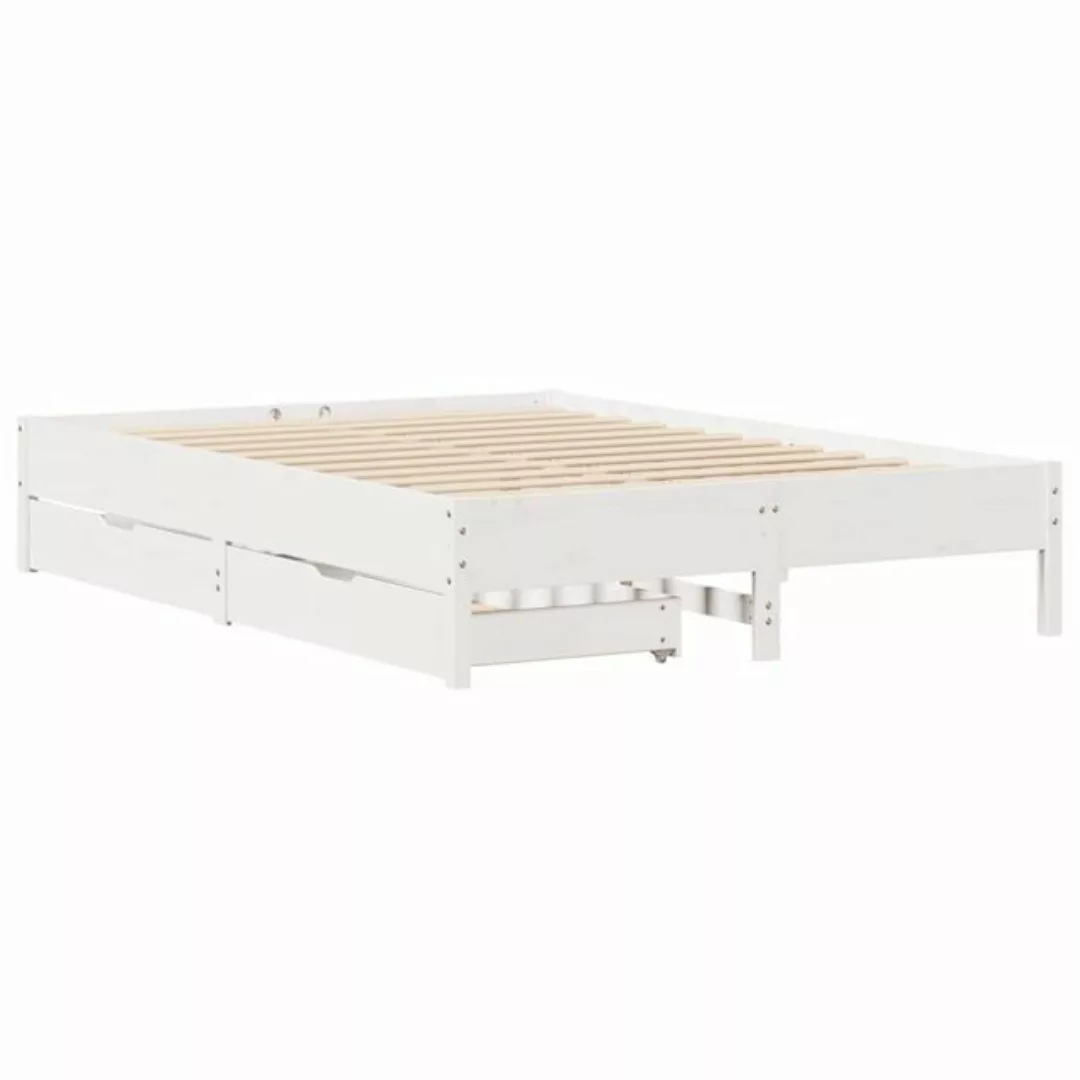 vidaXL Bett, Massivholzbett ohne Matratze Weiß 140x200 cm Kiefernholz günstig online kaufen