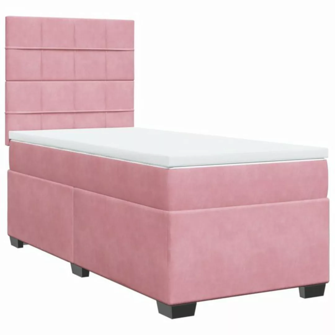 vidaXL Bett Boxspringbett mit Matratze Rosa 90x200 cm Samt günstig online kaufen