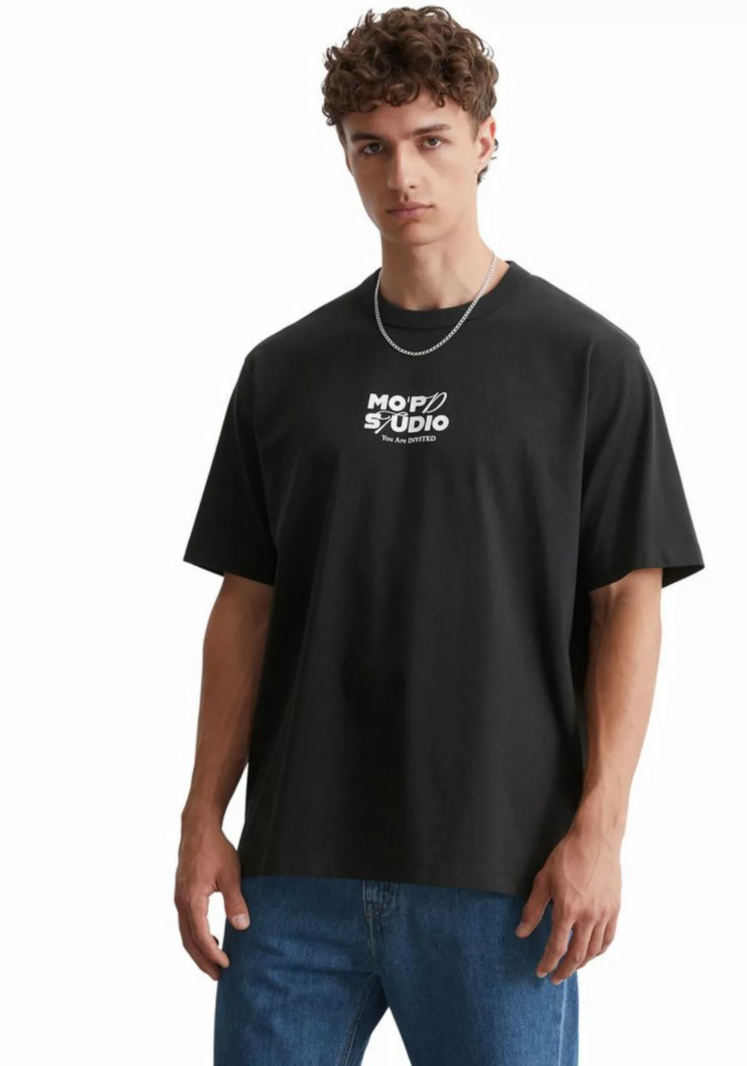 Marc O'Polo DENIM T-Shirt gummierten Logo mittig auf der Brust und großfläc günstig online kaufen