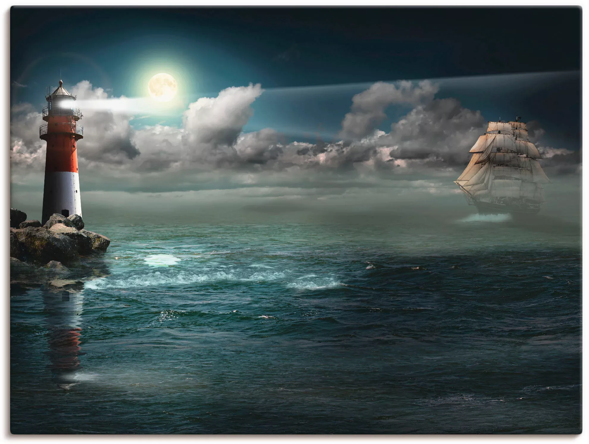 Artland Wandbild "Leuchtturm unter Beleuchtung", Gebäude, (1 St.) günstig online kaufen