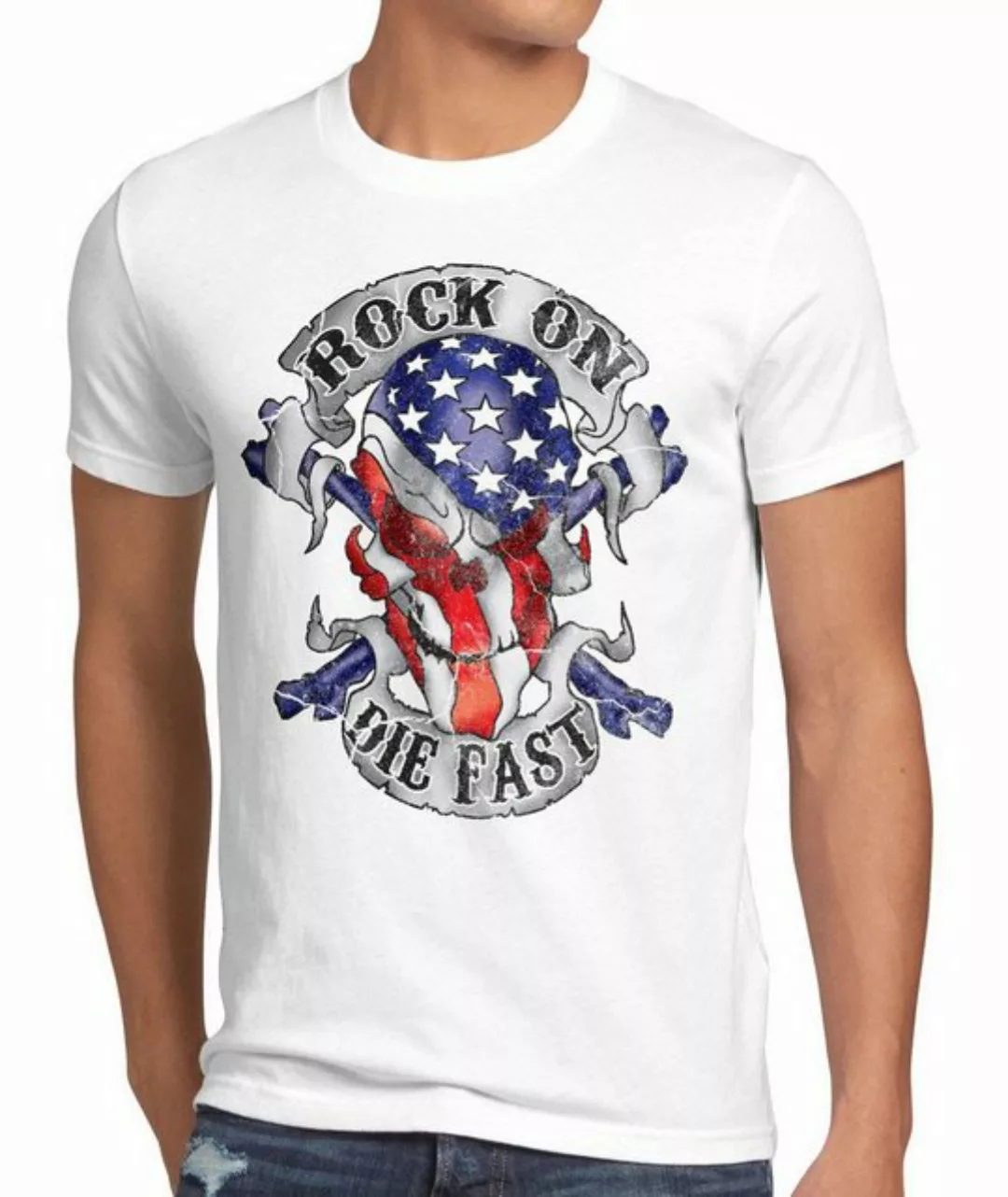 style3 T-Shirt USA Rocker Skull Totenkopf Flagge biker stars stripes amerik günstig online kaufen