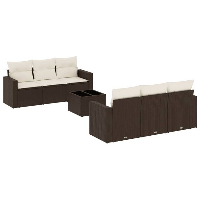 vidaXL Sofaelement 7-tlg. Garten-Sofagarnitur mit Kissen Braun Poly Rattan günstig online kaufen