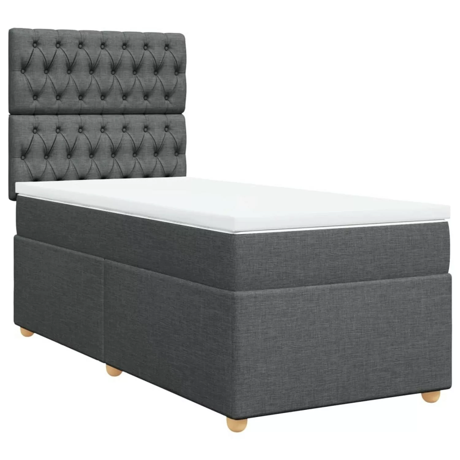 vidaXL Boxspringbett, Boxspringbett mit Matratze Dunkelgrau 100x200 cm Stof günstig online kaufen