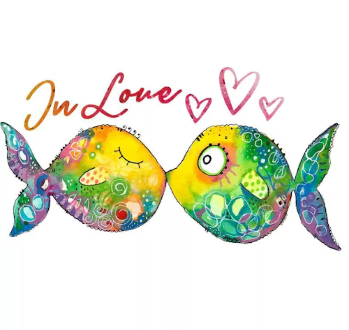 Wall-Art Wandtattoo "Lebensfreude Verliebte Fische", (1 St.), selbstklebend günstig online kaufen