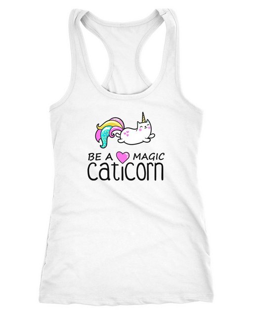 MoonWorks Tanktop Damen Tanktop Be a magic caticorn Einhorn Katze Racerback günstig online kaufen