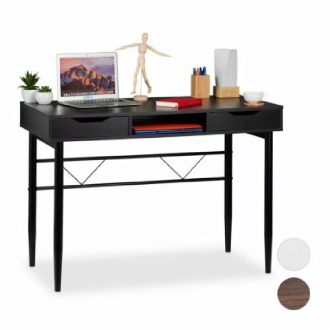 relaxdays Schreibtisch mit Schubladen schwarz günstig online kaufen