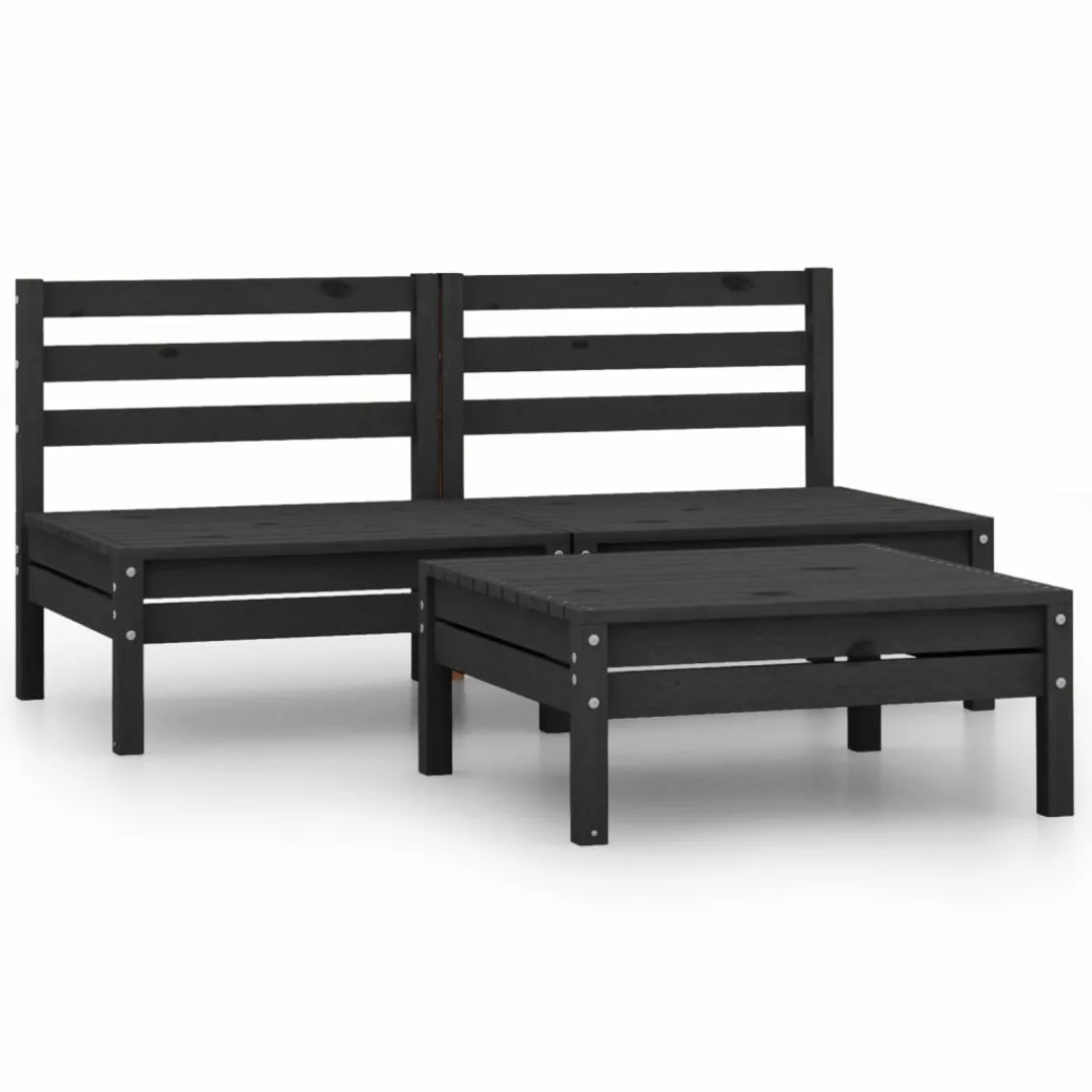 3-tlg. Garten-lounge-set Massivholz Kiefer Schwarz günstig online kaufen