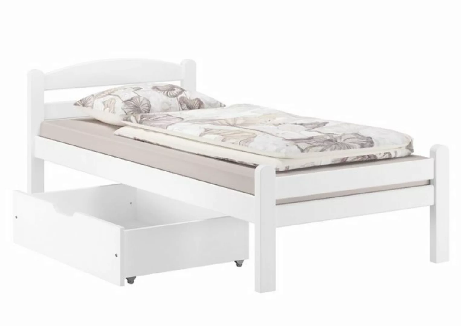 ERST-HOLZ Bett Einzelbett massiv Buche Waschweiß 80x200, Buchewaschweiß günstig online kaufen
