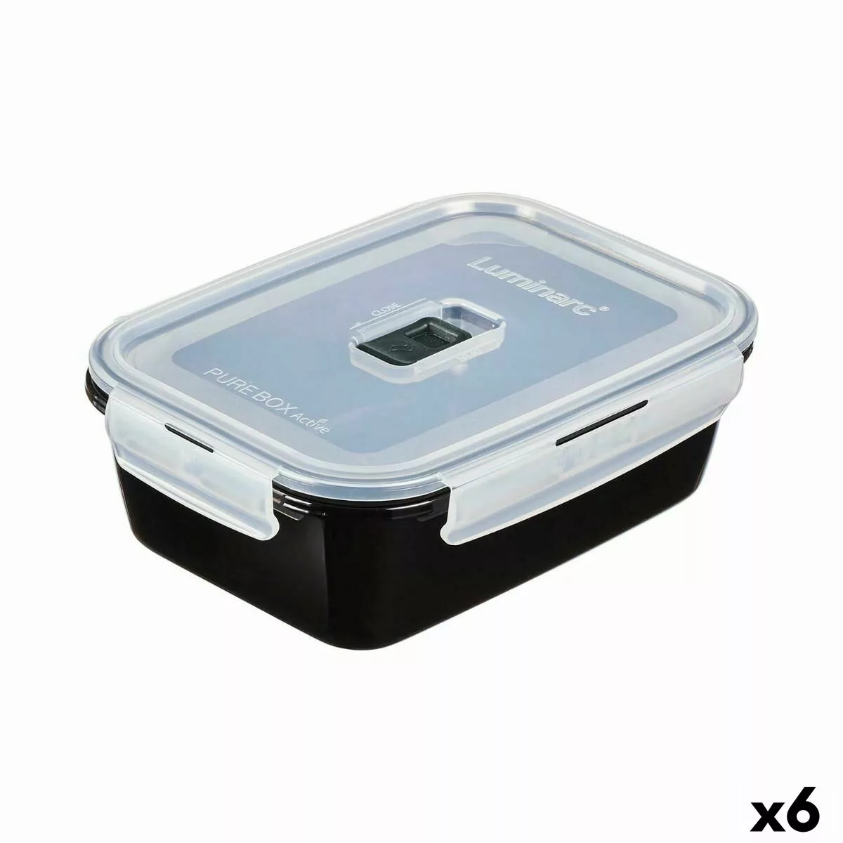Lunchbox Hermetisch Luminarc Pure Box Schwarz 1,22 L Glas (6 Stück) günstig online kaufen