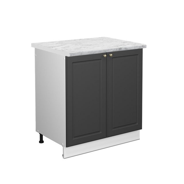 Vicco Spülenunterschrank Fame-Line, Anthrazit-Gold/Weiß, 80 cm, AP Marmor günstig online kaufen