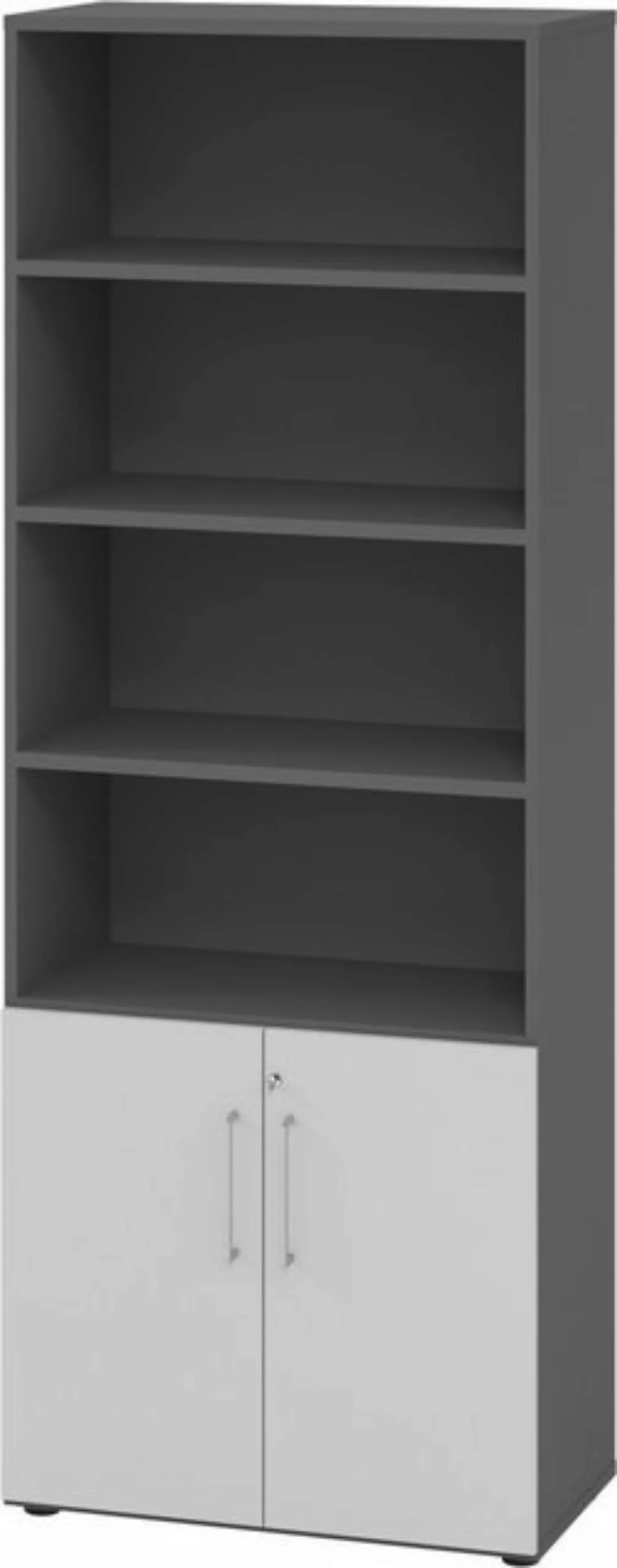 bümö Aktenschrank smart Kombischrank - 2 plus 4 Ordnerhöhen Dekor: Graphit/ günstig online kaufen