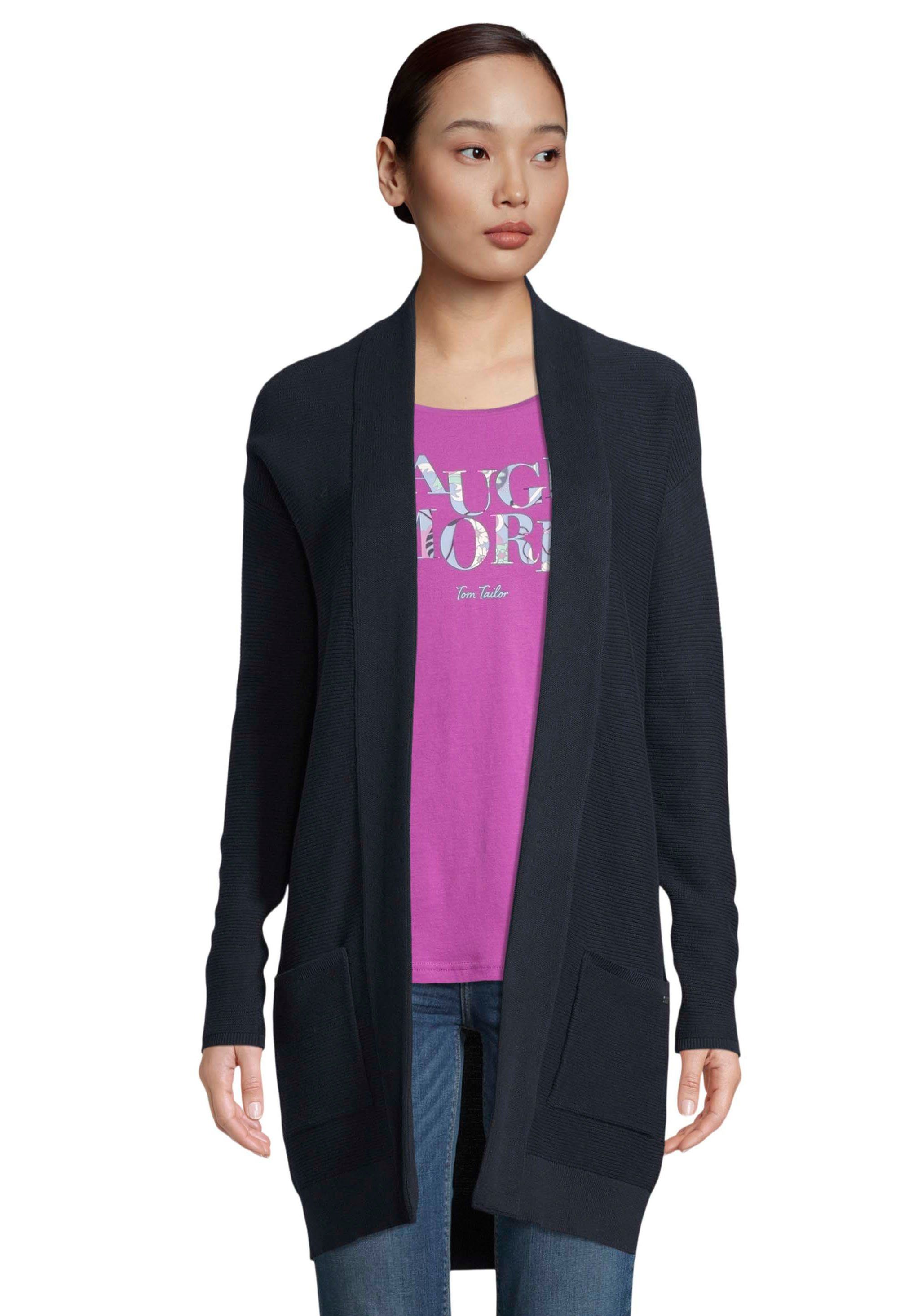 TOM TAILOR Longstrickjacke, aus Rippstrick mit aufgesetzten Taschen günstig online kaufen