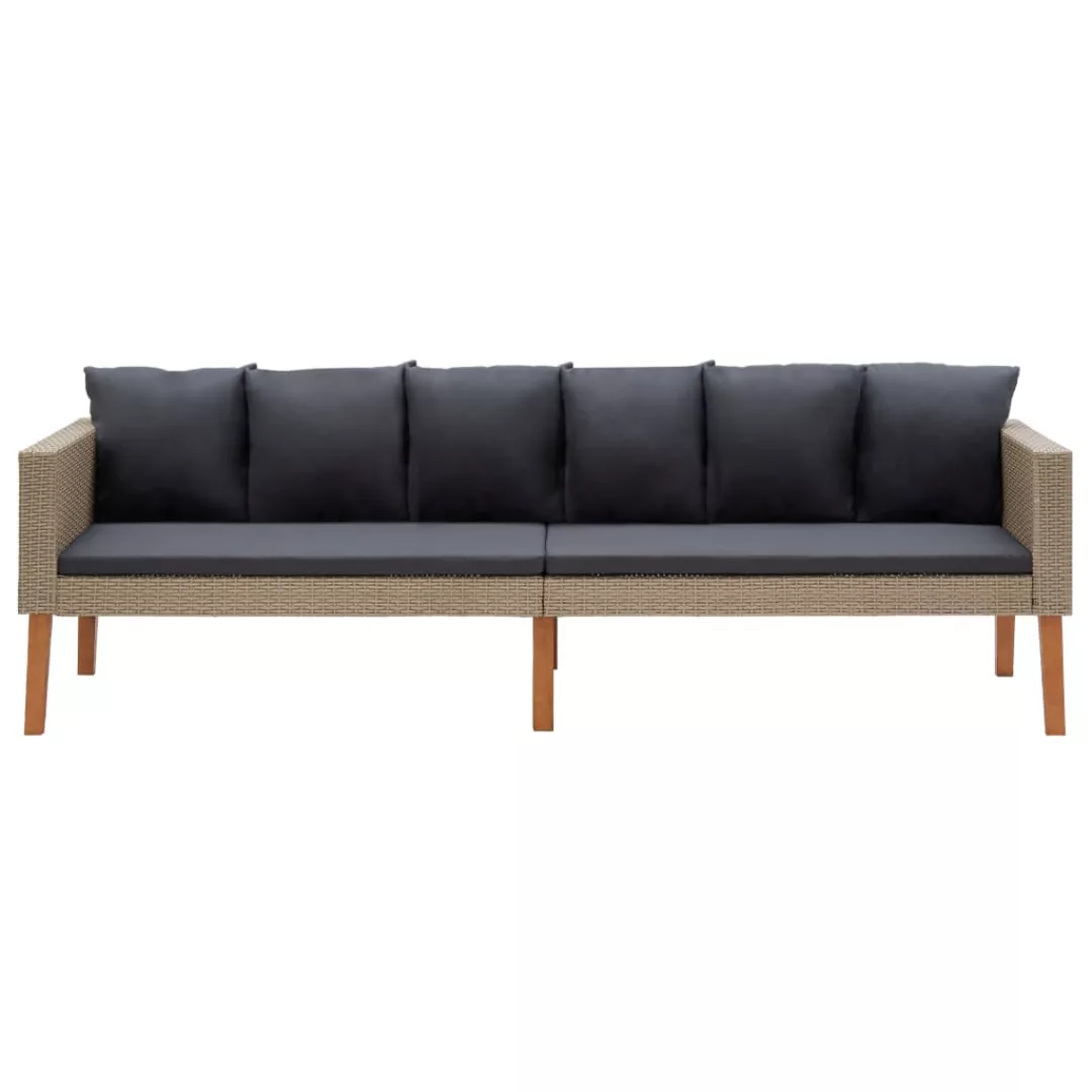 3-sitzer-gartensofa Mit Auflagen Poly Rattan Beige günstig online kaufen