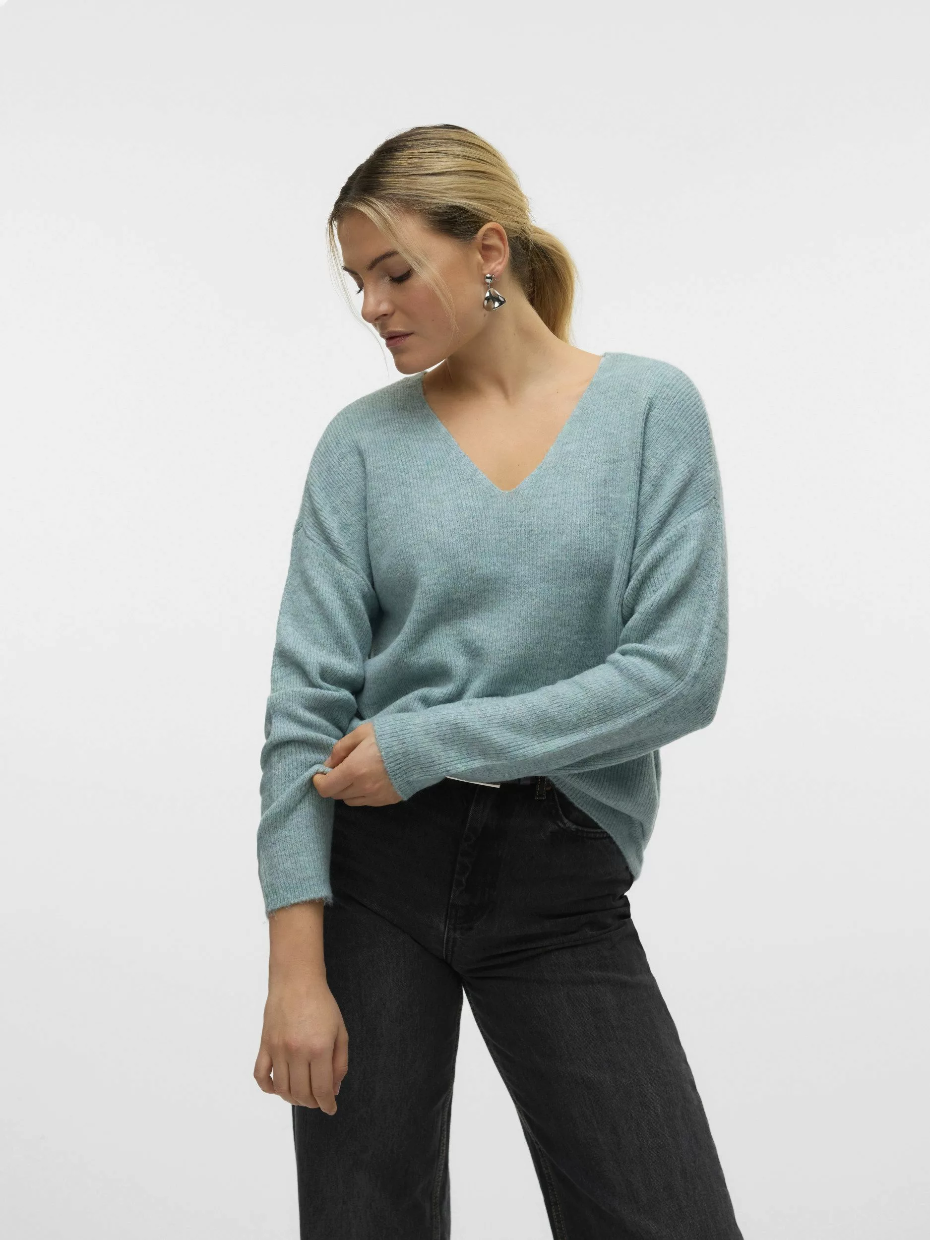 Vero Moda Longpullover VMCREWLEFILE LS V-NECK günstig online kaufen