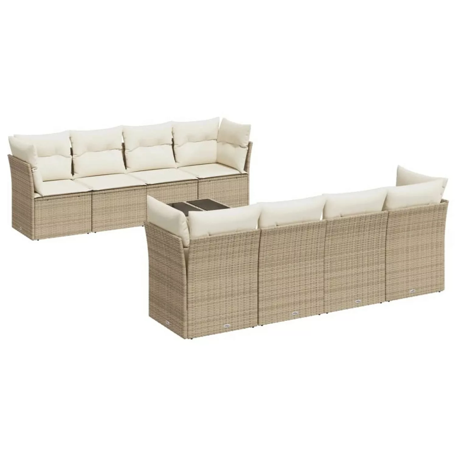 vidaXL 9-tlg Garten-Sofagarnitur mit Kissen Beige Poly Rattan Modell 18 günstig online kaufen