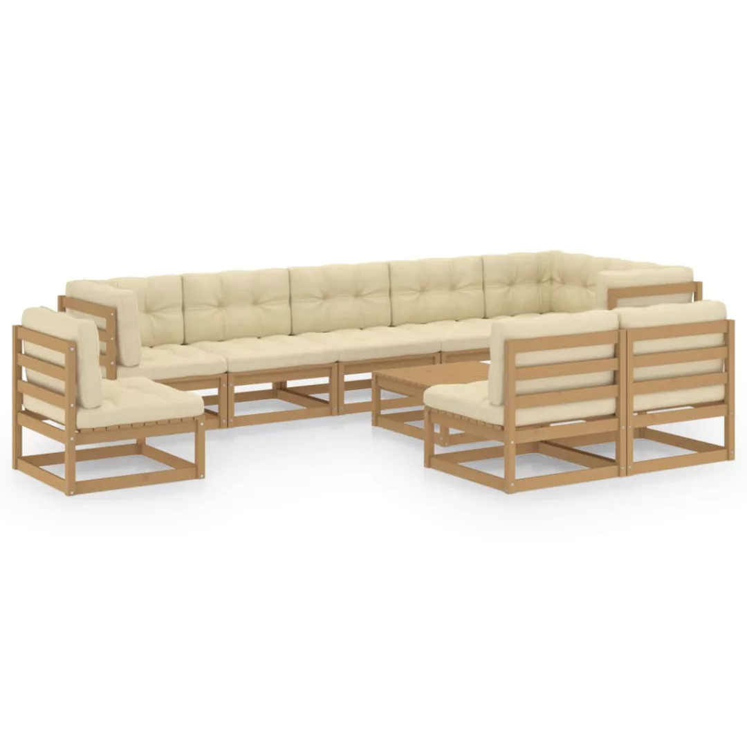 10-tlg. Garten-lounge-set Mit Kissen Kiefer Massivholz günstig online kaufen