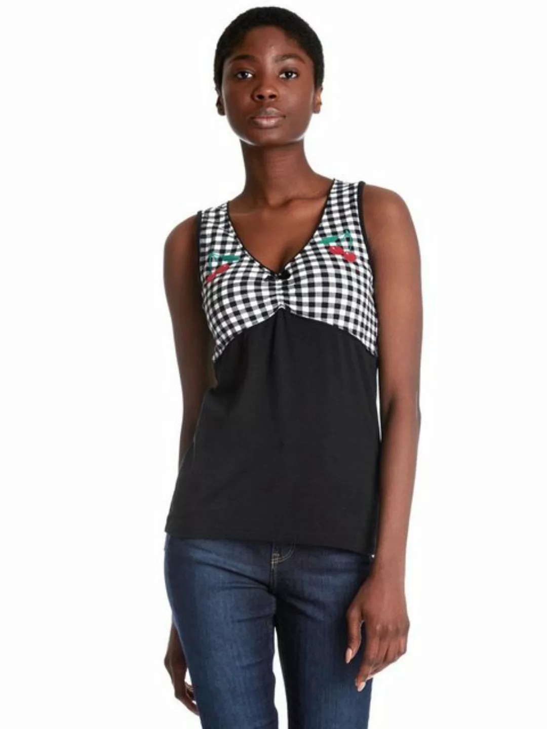 Pussy Deluxe Vichy Cherry Damen Tanktop schwarz/allover günstig online kaufen