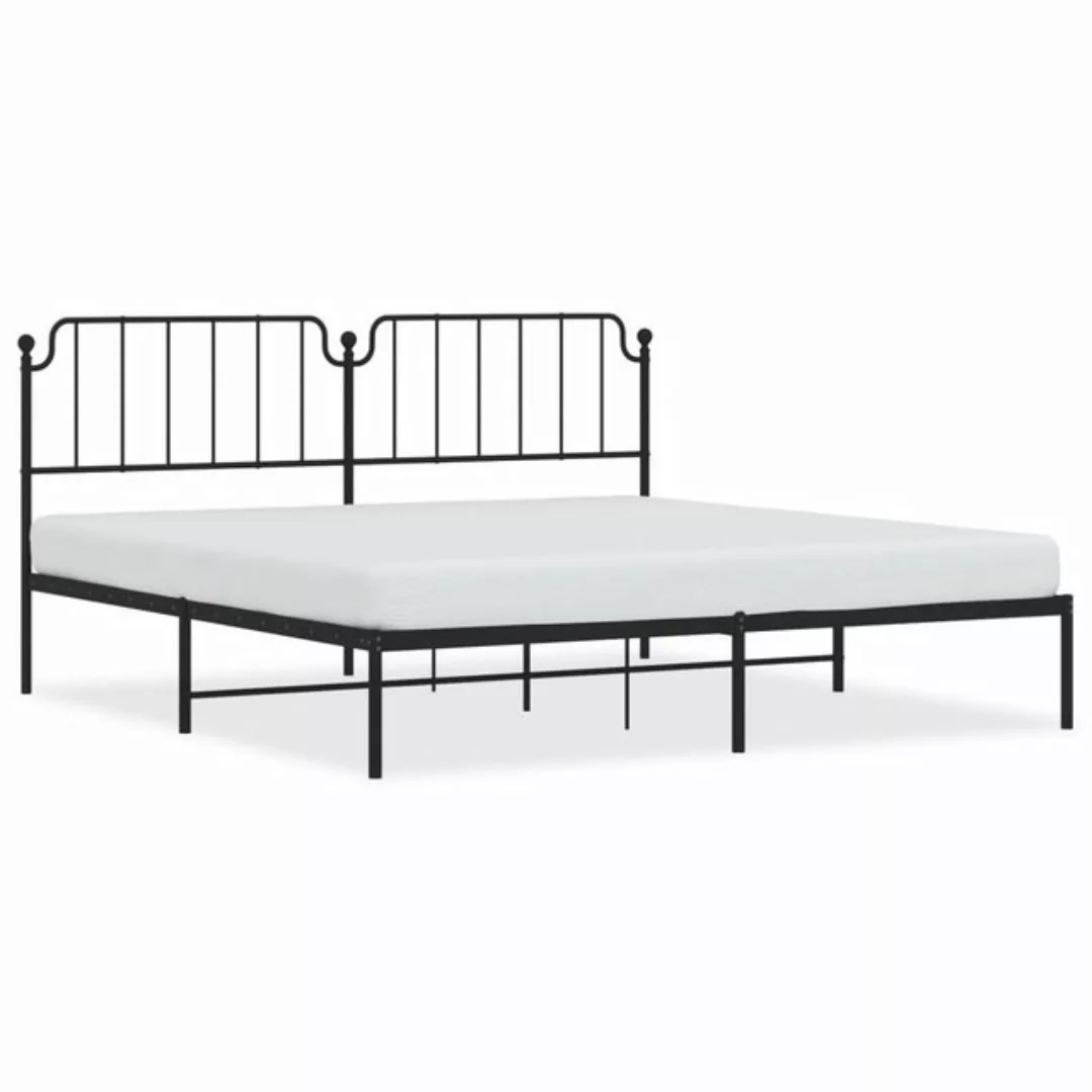 vidaXL Bettgestell, Bettrahmen mit Kopfteil Metall Schwarz 193x203 cm günstig online kaufen