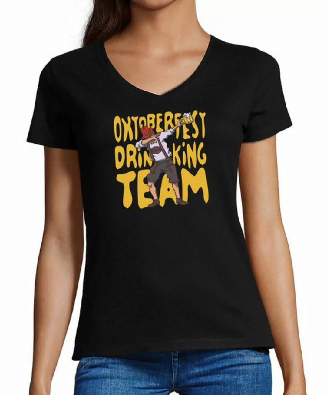 MyDesign24 T-Shirt Damen Party T-Shirt - Oktoberfest Drinking Team V-Aussch günstig online kaufen