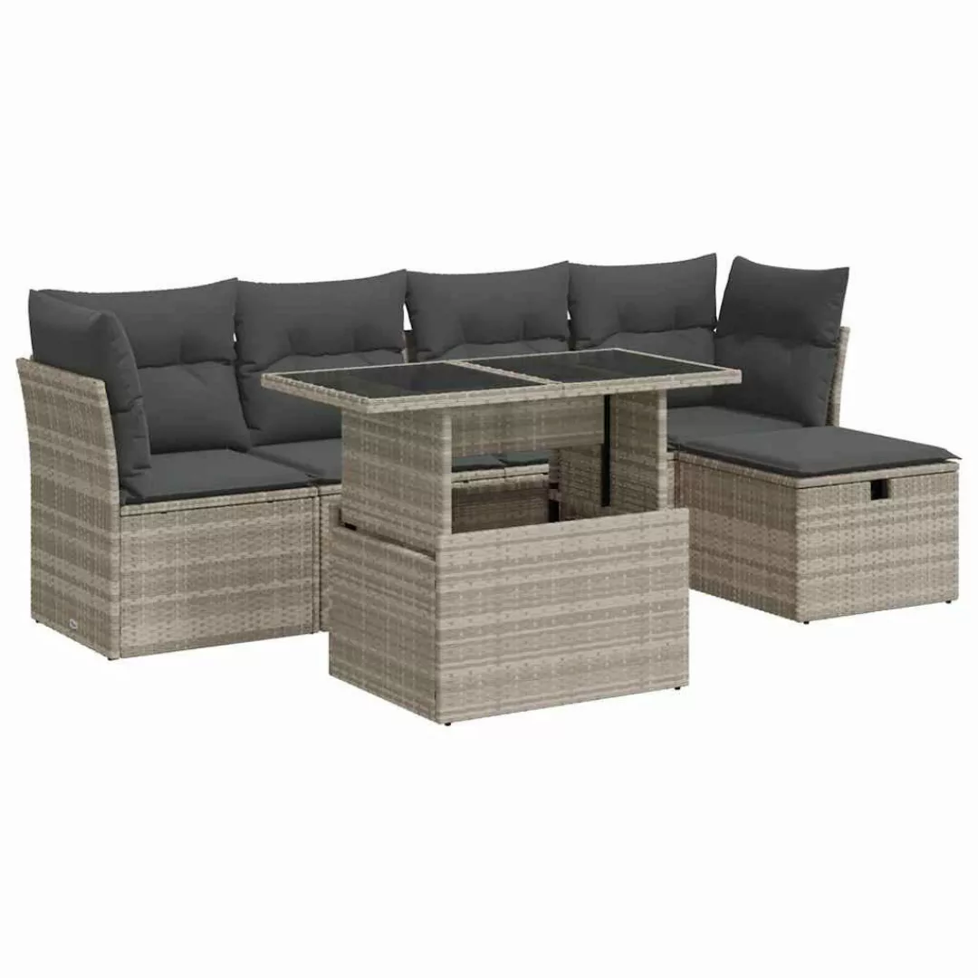 vidaXL Gartenlounge-Set 6-tlg. Garten-Sofagarnitur mit Kissen günstig online kaufen