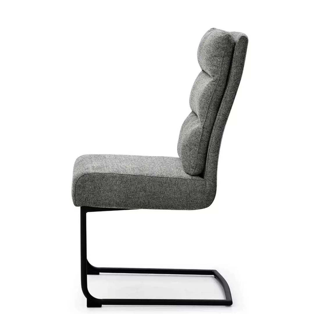 Esstisch Stühle hellgrau modern mit Gestell aus Massivholz Eichefarben (2er günstig online kaufen