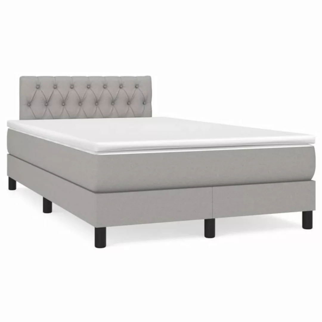 furnicato Bett Boxspringbett mit Matratze Hellgrau 120x200 cm Stoff günstig online kaufen