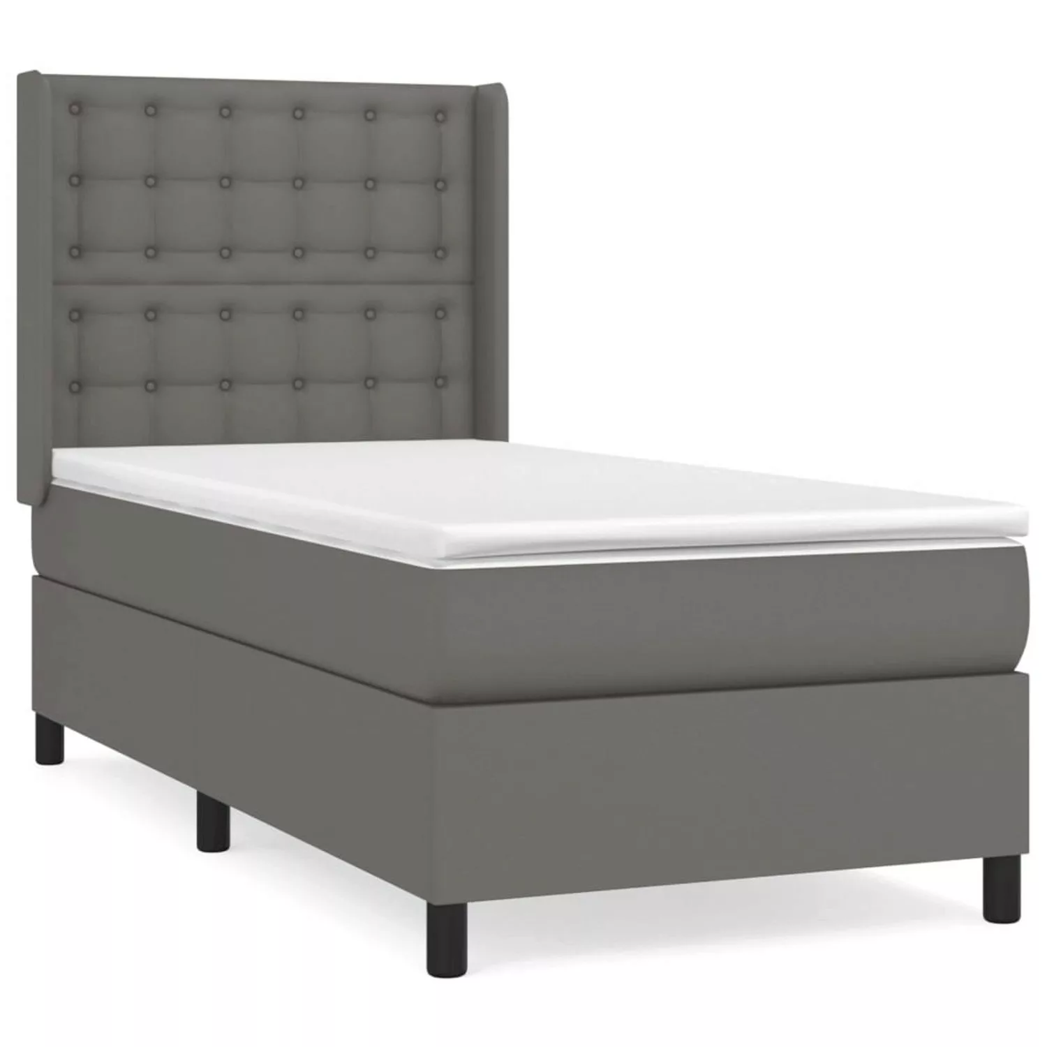 vidaXL Boxspringbett mit Matratze Grau 90x190 cm Kunstleder1466328 günstig online kaufen