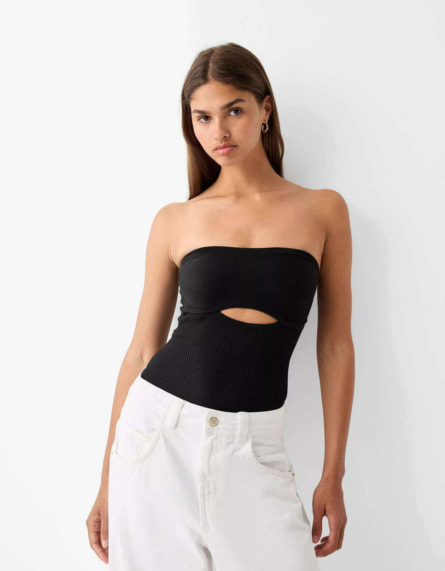 Bershka Bandeau-Body Mit Cut-Out Damen Xs Schwarz günstig online kaufen