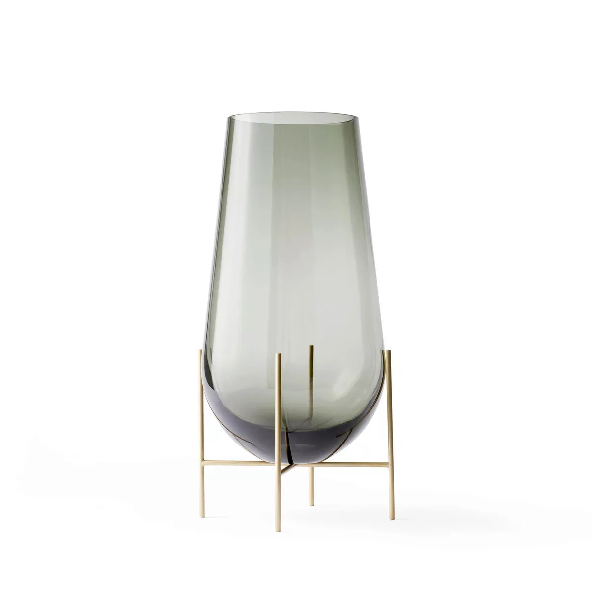 Menu - Échasse Vase S - rauchgrau/H 28cm / Ø 15cm/Gestell Messing gebürstet günstig online kaufen