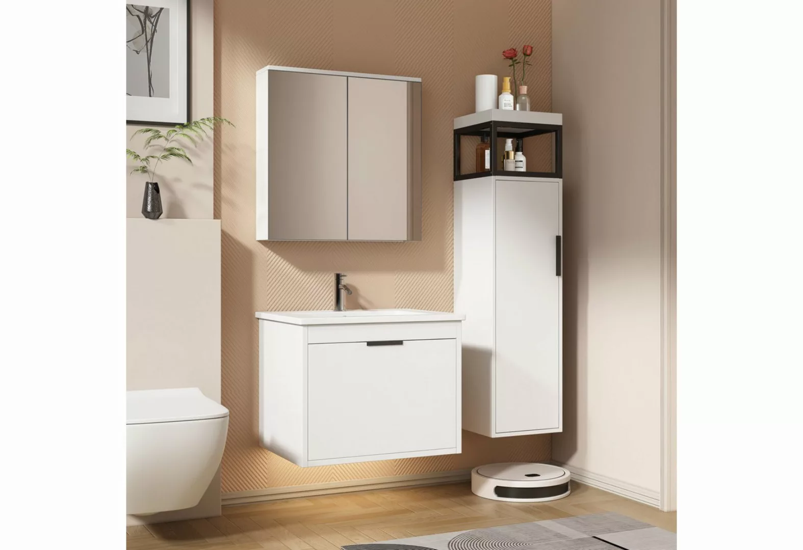 HT Badezimmerspiegelschrank (Set) Badmöbel-Set (Komplett-Set, 3-St), Spiege günstig online kaufen