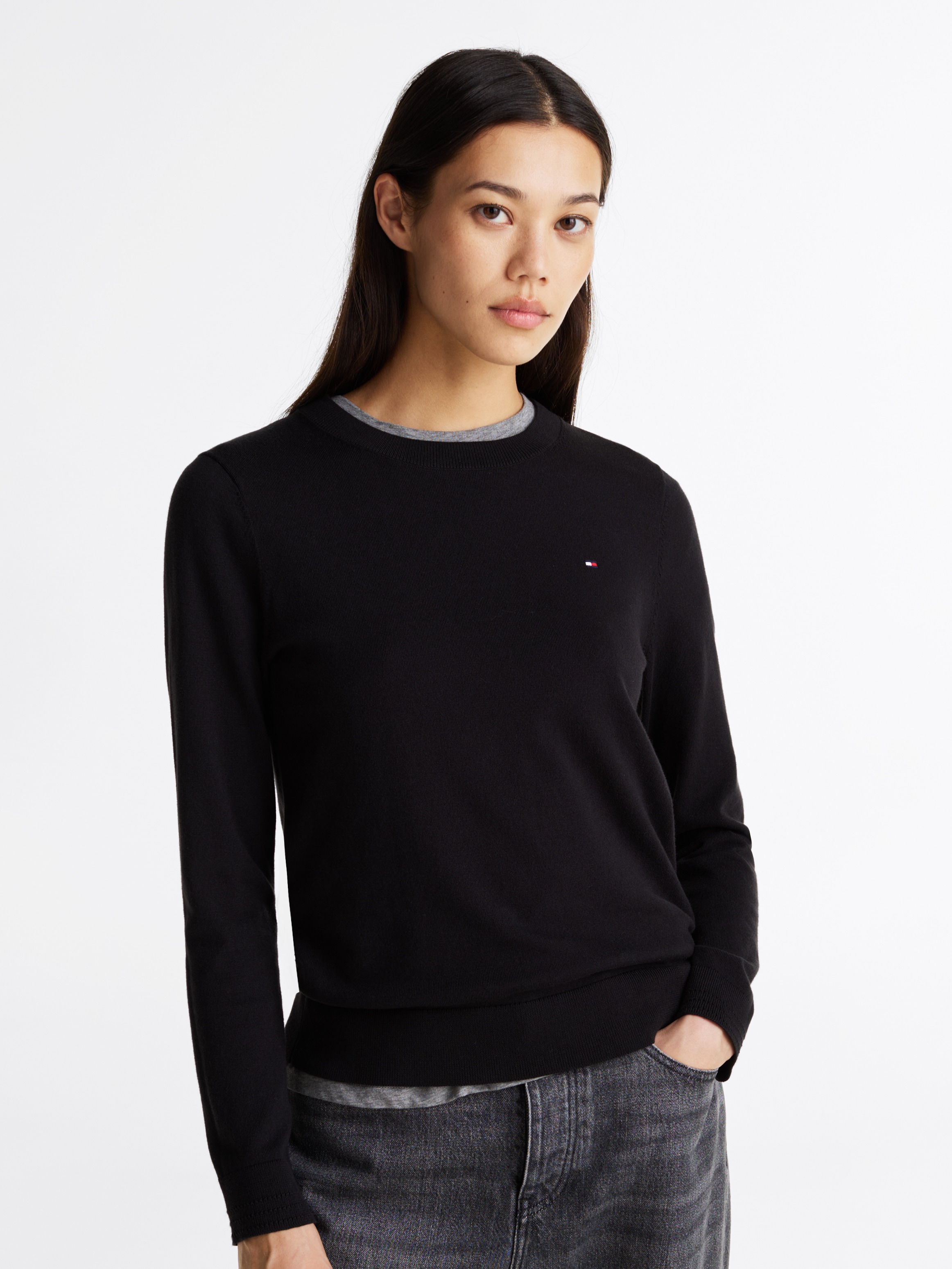 Tommy Hilfiger Rundhalspullover "CO JERSEY STITCH LS C-NK SWT", mit Logosti günstig online kaufen