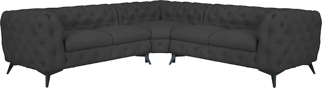 Leonique Chesterfield-Sofa »Ecksofa GLYNIS L-Form mit Wellenunterfederung, günstig online kaufen