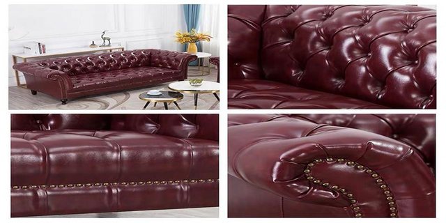 Xlmoebel 3-Sitzer Britisches Chesterfield-Sofa mit drei Sitzplätzen in Brau günstig online kaufen