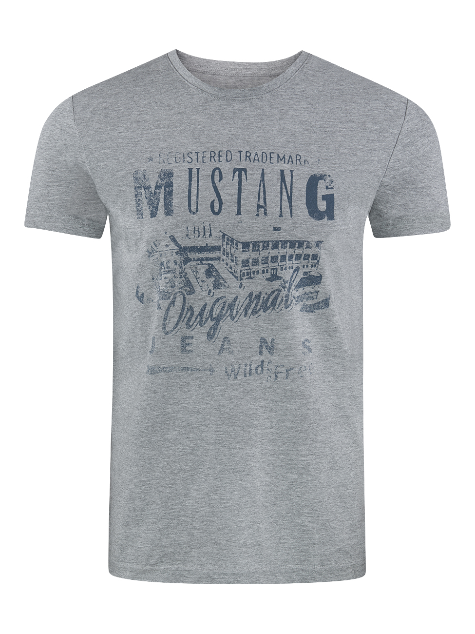 Mustang Herren T-Shirt Mehrfarbig Rundhals Regular Fit S bis 6XL günstig online kaufen