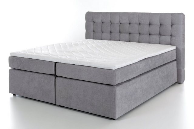 Möbelfreude Boxspringbett Boxspringbett Perris 180x220 cm Hellgrau Uni H3, günstig online kaufen