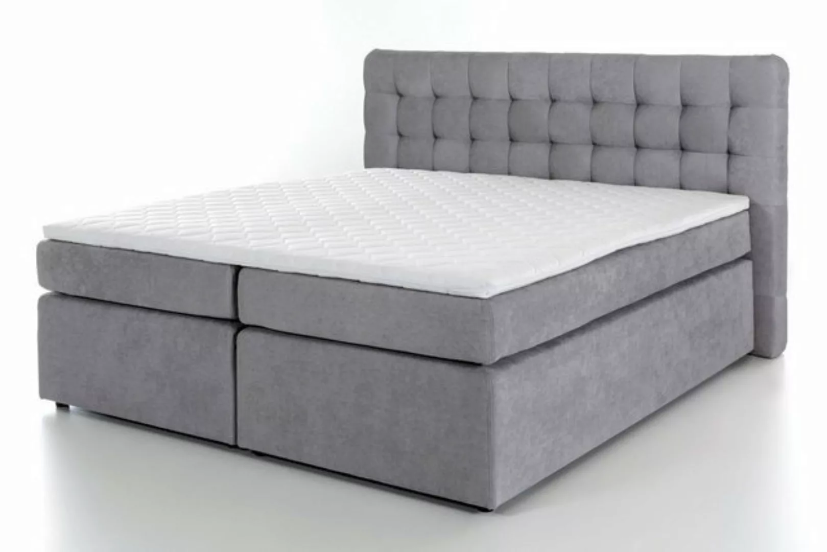 Möbelfreude Boxspringbett Boxspringbett Perris 160x220 cm Hellgrau Uni H3, günstig online kaufen