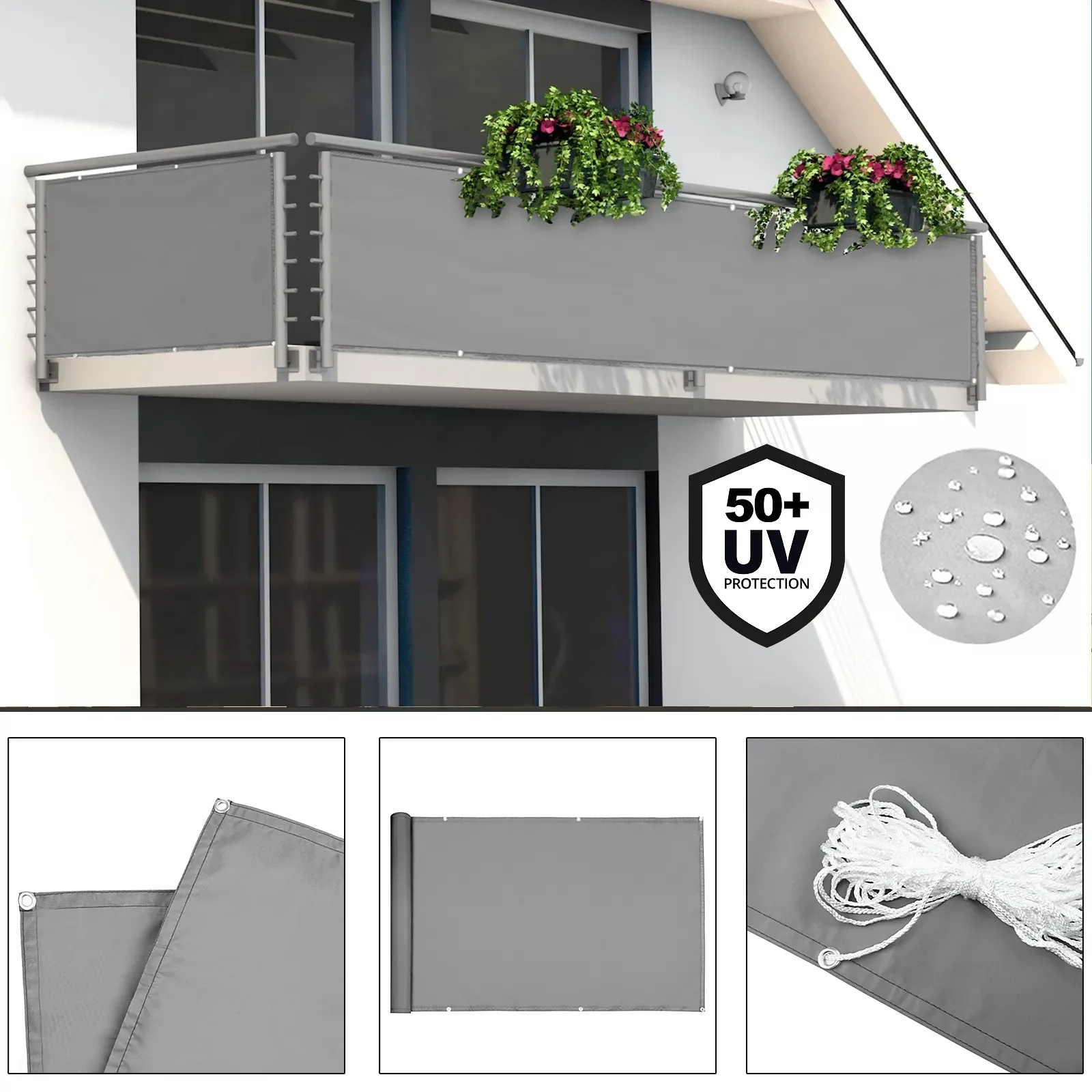 Sichtschutz für Balkon Betonoptik 5m günstig online kaufen